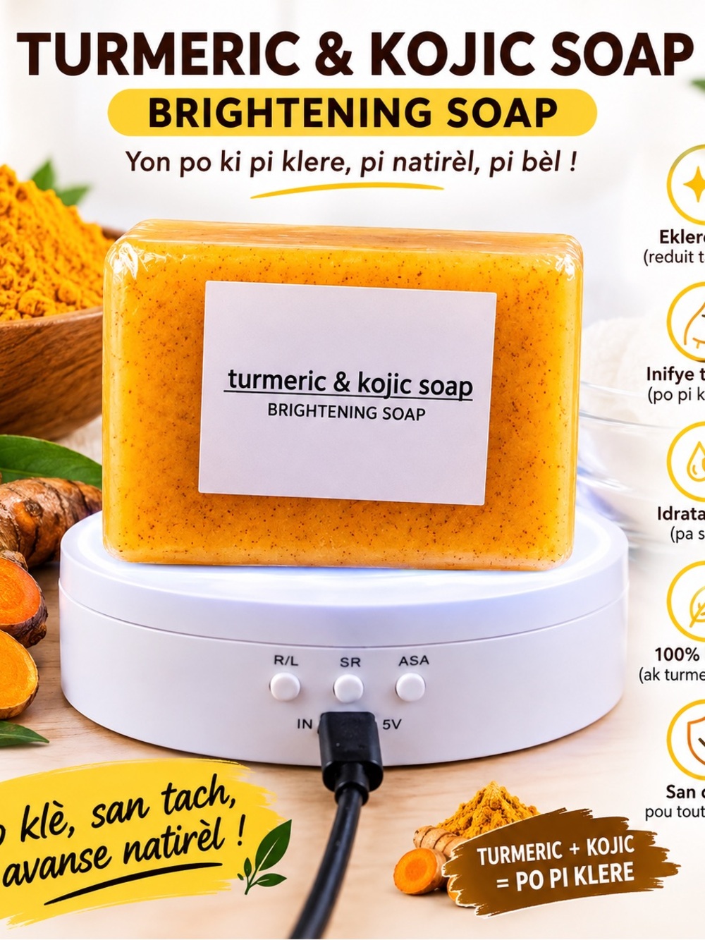 Turmeric & Kojic Brightening Hand Soap — Orange Bar